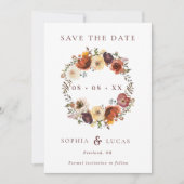 Herfst Rust Burgundy Wreath Wedding Save The Date (Voorkant)