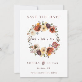 Herfst Rust Burgundy Wreath Wedding Save The Date