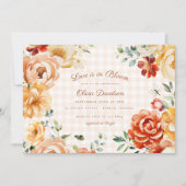 Herfst Rust Gold Floral Gingham Vrijgezellenfeest Kaart (Voorkant)