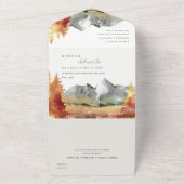 Herfst Rust Oranje Mountain Trees Foliage Wedding All In One Uitnodiging (Buitenkant)