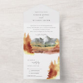 Herfst Rust Oranje Mountain Trees Foliage Wedding All In One Uitnodiging (Binnen)
