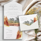 Herfst Rust Oranje Mountain Trees Foliage Wedding All In One Uitnodiging