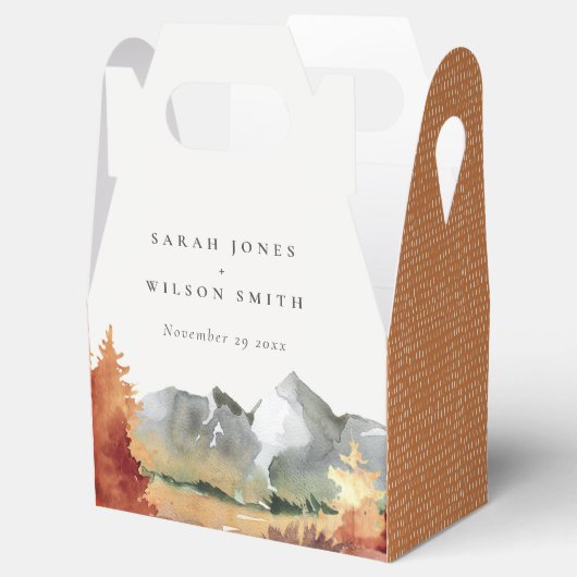 Herfst Rust Oranje Mountain Trees Foliage Wedding Bedankdoosjes (Geopend)