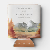 Herfst Rust Oranje Mountain Trees Foliage Wedding Blikjeskoeler (Achterkant)