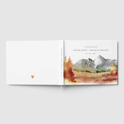 Herfst Rust Oranje Mountain Trees Foliage Wedding Gastenboek (Volledig)