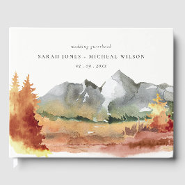 Herfst Rust Oranje Mountain Trees Foliage Wedding Gastenboek