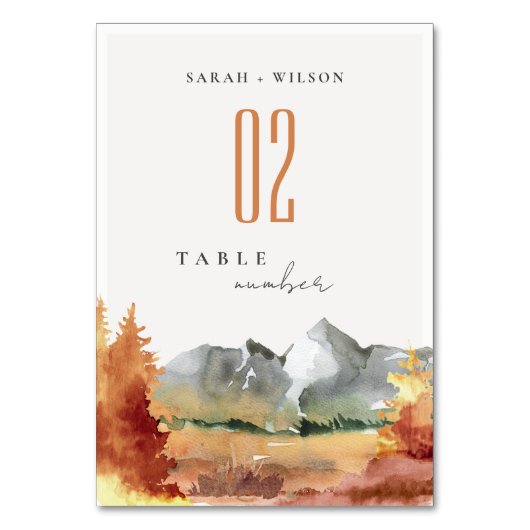 Herfst Rust Oranje Mountain Trees Foliage Wedding Kaart (Voorkant)