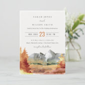 Herfst Rust Oranje Mountain Trees Foliage Wedding Kaart (Staand voorkant)