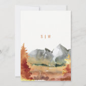 Herfst Rust Oranje Mountain Trees Foliage Wedding Kaart (Achterkant)
