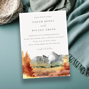 Herfst Rust Oranje Mountain Trees Foliage Wedding Kaart