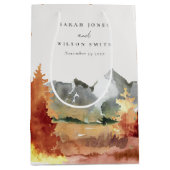 Herfst Rust Oranje Mountain Trees Foliage Wedding Medium Cadeauzakje (Voorkant)