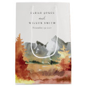 Herfst Rust Oranje Mountain Trees Foliage Wedding Medium Cadeauzakje (Achterkant)