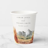Herfst Rust Oranje Mountain Trees Foliage Wedding Papieren Bekers (Voorkant)