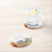 Herfst Rust Oranje Mountain Trees Foliage Wedding Ronde Kartonnen Onderzetter (Insitu)