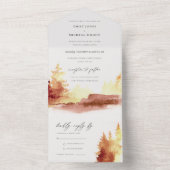 Herfst Rust Oranje Waterverf Trees Foliage Wedding All In One Uitnodiging (Binnen)