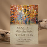 Herfst Rustic Autumn String Lights Wedding Kaart<br><div class="desc">herfsthuwelijksuitnodigingen met een herfst bos in de openlucht,  touwtreklichten,  bijtende burlap en een elegante bruine bruiloft sjabloon.</div>