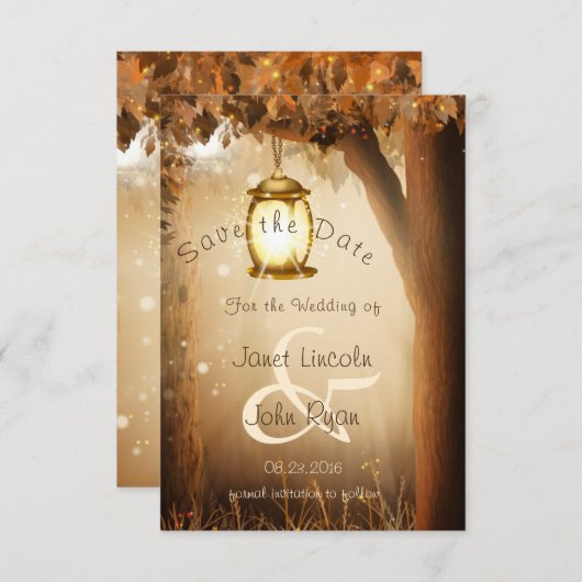 Herfst Rustic Autumn Tree Wedding - Bewaar de datu Save The Date (Voorkant / Achterkant)