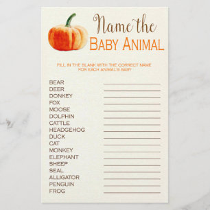 Herfst Rustic Baby Animal Baby shower Game Flyer