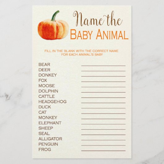 Herfst Rustic Baby Animal Baby shower Game Flyer (Voorkant)