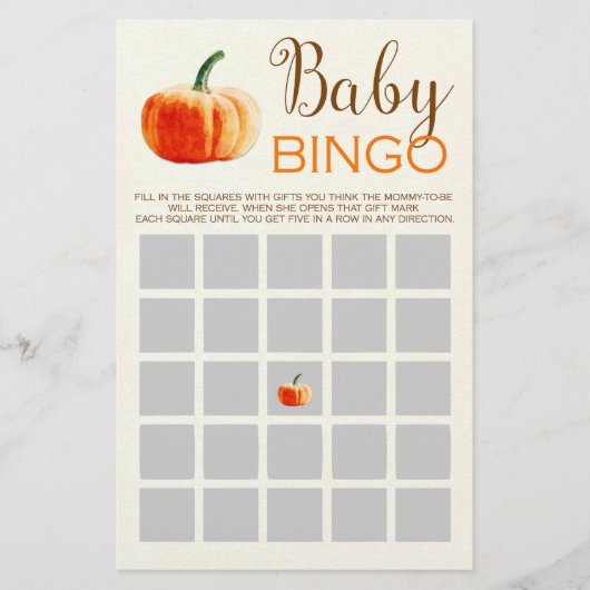 Herfst Rustic Baby BINGO Baby shower Game Flyer (Voorkant)