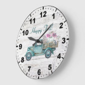Herfst Rustic  Blauwgroen vrachtwagen met pompoene Grote Klok (Hoek)