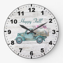 Herfst Rustic  Blauwgroen vrachtwagen met pompoene