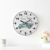 Herfst Rustic  Blauwgroen vrachtwagen met pompoene Grote Klok (Huis)