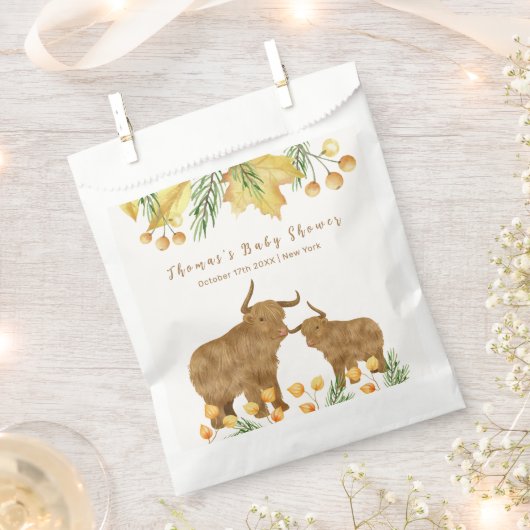 Herfst Rustic Boho Highland Koe Baby shower Bedankzakje (Geknipt)