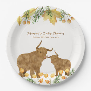 Herfst Rustic Boho Highland Koe Baby shower Papieren Bordje