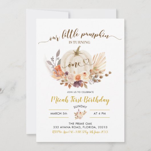 Herfst Rustic Boho Pumpkin eerste uitnodiging (Voorkant)