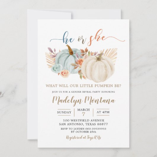 Herfst Rustic Boho Pumpkin Kaart (Voorkant)