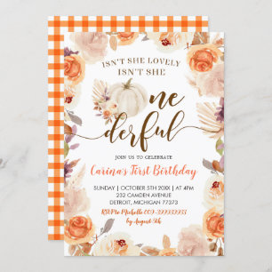 Herfst Rustic Boho Pumpkin Onederful Birthday Invi Kaart