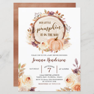 Herfst Rustic Boho Woodland Pumpkin Baby shower Kaart