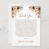 Herfst Rustic Brown en Ivoor Roos Country Wedding Bedankkaart (Voorkant)