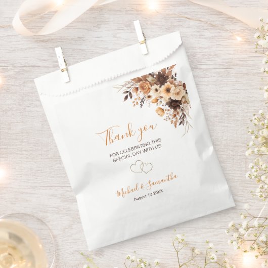 Herfst Rustic Brown en Ivoor Roos Country Wedding Bedankzakje (Geknipt)