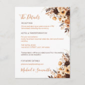 Herfst Rustic Brown en Ivoor Roos Country Wedding Informatiekaartje (Voorkant)