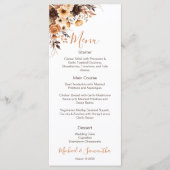 Herfst Rustic Brown en Ivoor Roos Country Wedding Menu (Voorkant)