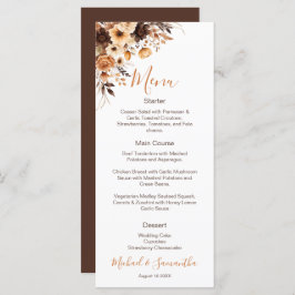 Herfst Rustic Brown en Ivoor Roos Country Wedding Menu