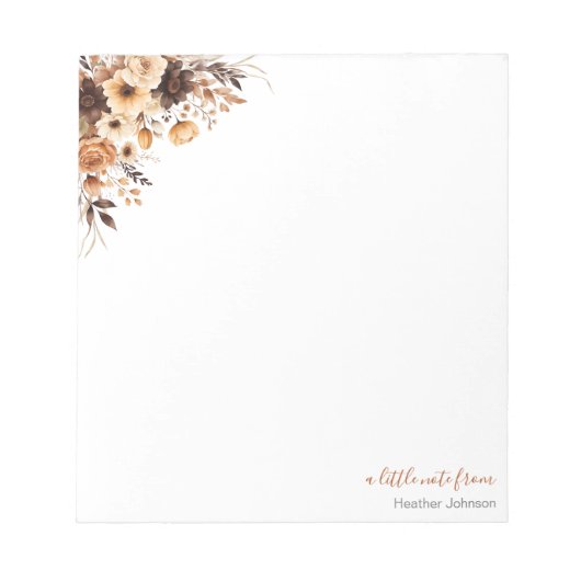 Herfst Rustic Brown en Ivoor Roos Country Wedding Notitieblok (Voorkant)