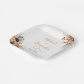 Herfst Rustic Brown en Ivoor Roos Country Wedding Papieren Bordje (Gebogen)