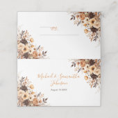Herfst Rustic Brown en Ivoor Roos Country Wedding Plaatskaartje (Buitenkant ongevouwen)