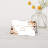 Herfst Rustic Brown en Ivoor Roos Country Wedding Plaatskaartje (Voorkant)