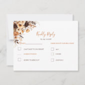 Herfst Rustic Brown en Ivoor Roos Country Wedding RSVP Kaartje (Voorkant)