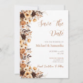 Herfst Rustic Brown en Ivoor Roos Country Wedding Save The Date (Voorkant)