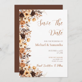 Herfst Rustic Brown en Ivoor Roos Country Wedding Save The Date