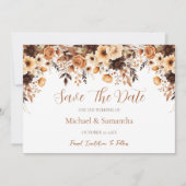 Herfst Rustic Brown en Ivoor Roos Country Wedding Save The Date (Voorkant)
