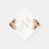 Herfst Rustic Brown en Ivoor Roos Country Wedding Servet (Hoek)