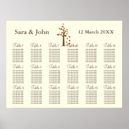 Herfst Rustic bruiloft Seating Chart Poster