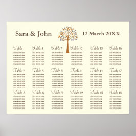 Herfst Rustic bruiloft Seating Chart Poster