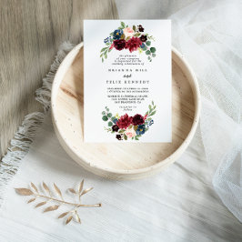 Herfst Rustic Burgundy Calligraphy Diamond Wedding Kaart